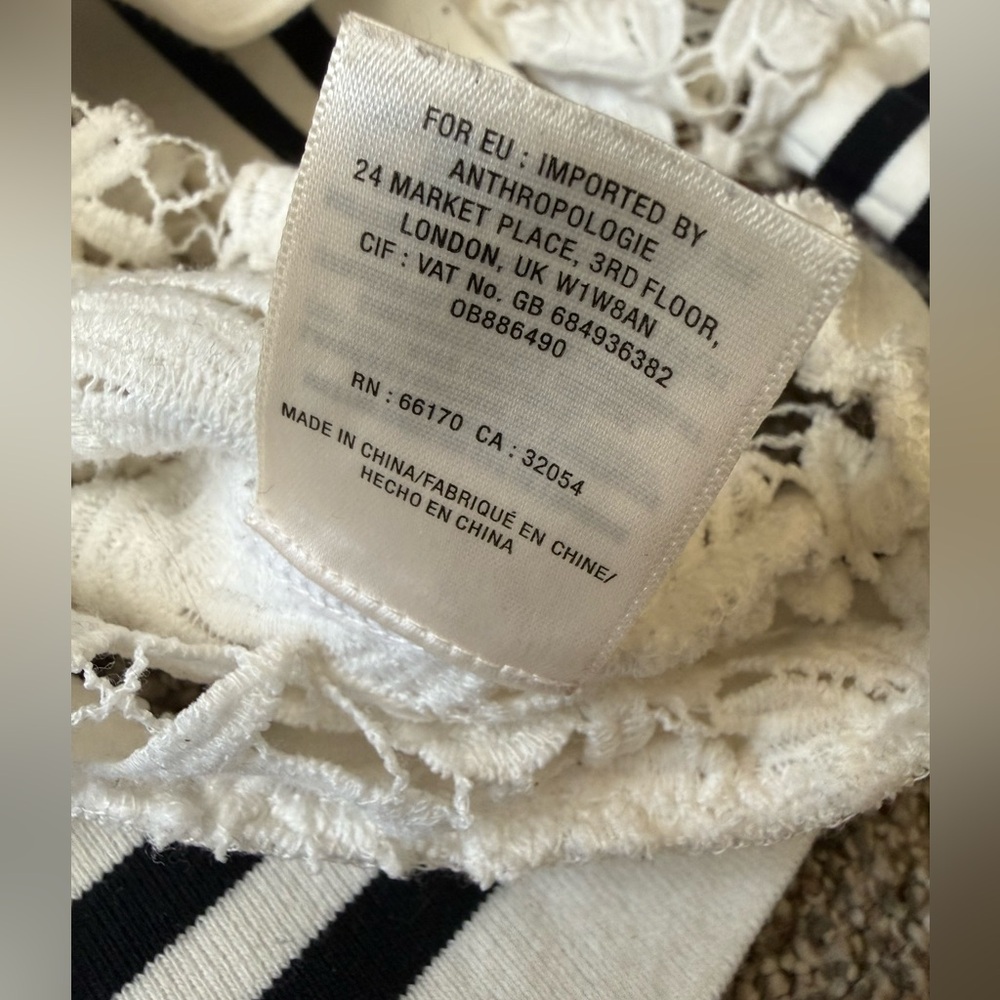 Anthropologie Maeve lace long sleeve white top black cuffs Small SO CUTE! Zipper - Picture 6 of 12